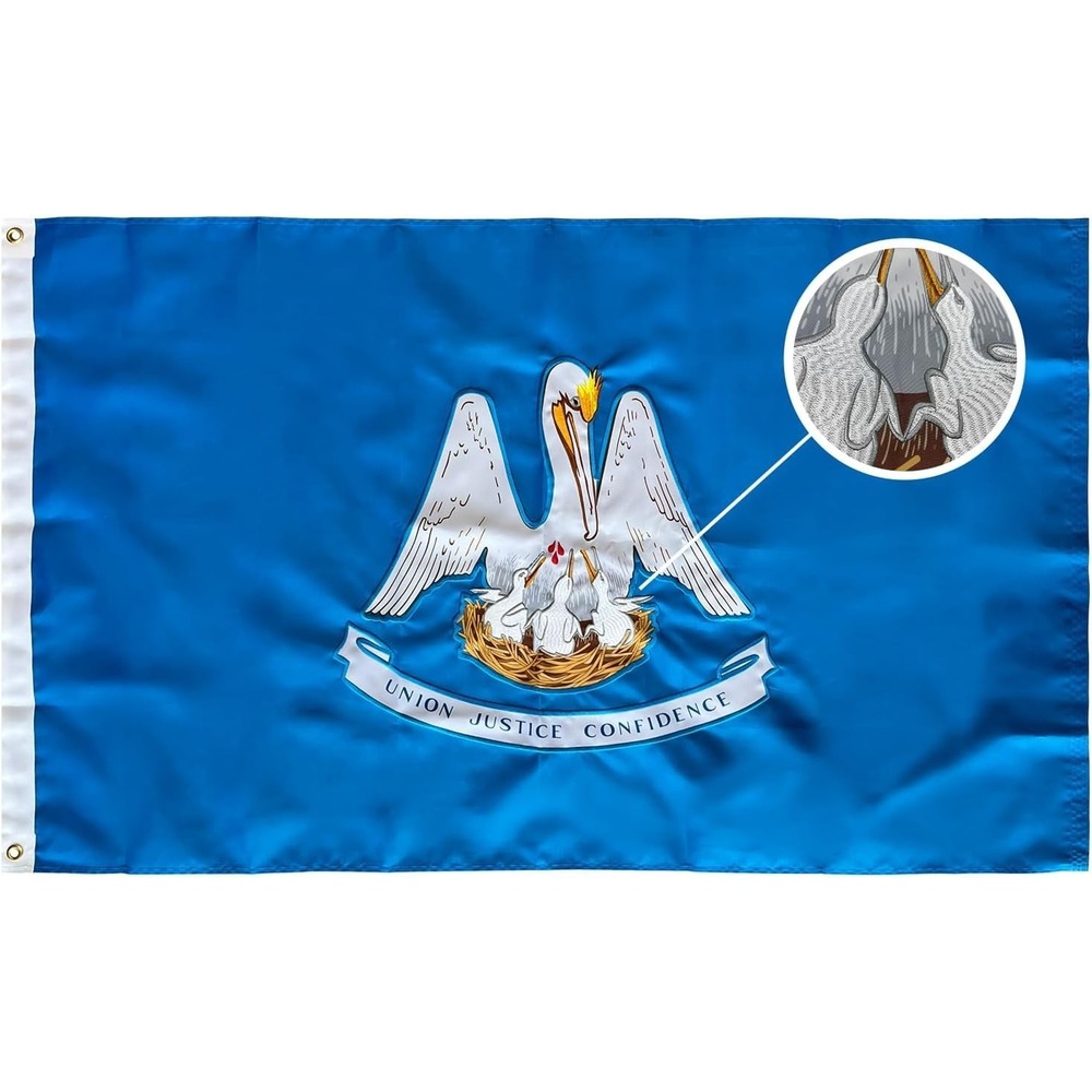 Louisiana Flag 3X5 FT LA State Flags Heavy Duty Outdoor Embroidered Sewn Stripes